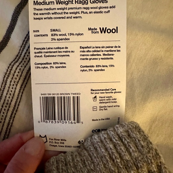 FOX RIVER MEDIUM WEIGHT WOOL GLOVES NWT - Picture 3 of 5